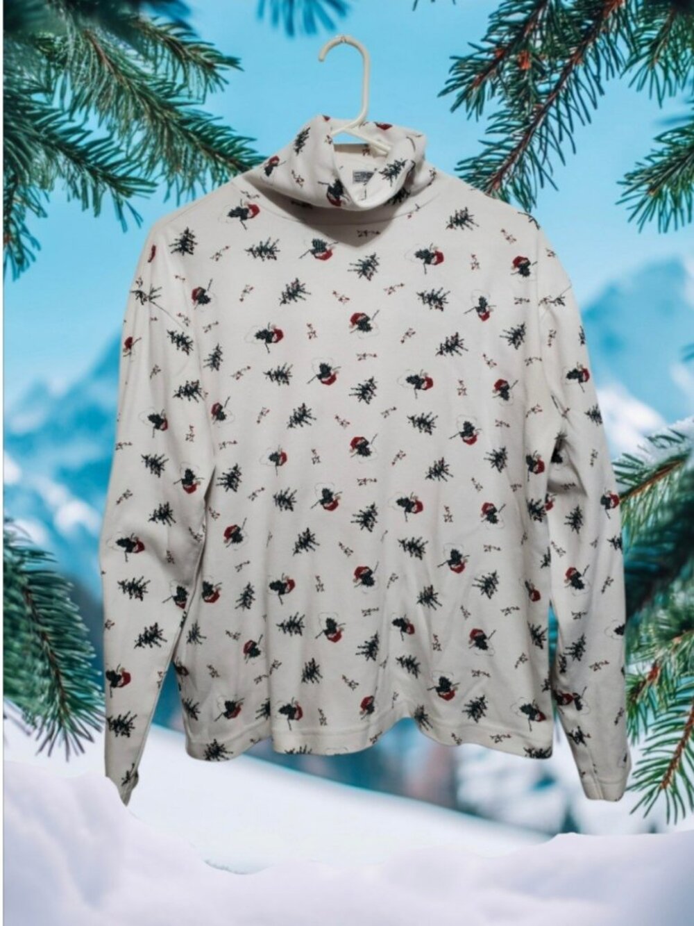 Christmas Snowman Turtleneck Shirt Willow Bay size L